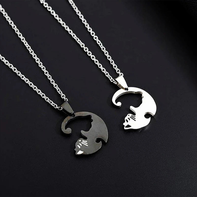 love cat love couple necklace pair of stitching male and female pendant