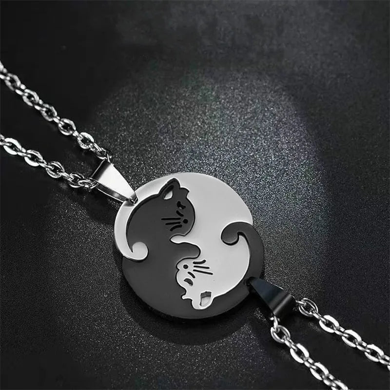 love cat love couple necklace pair of stitching male and female pendant