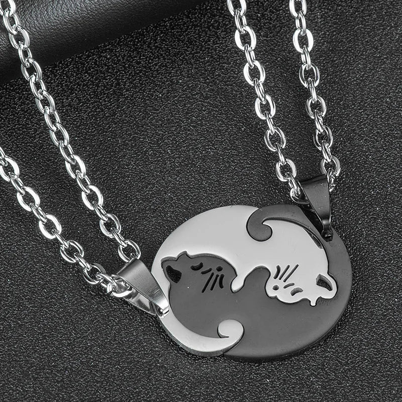 love cat love couple necklace pair of stitching male and female pendant