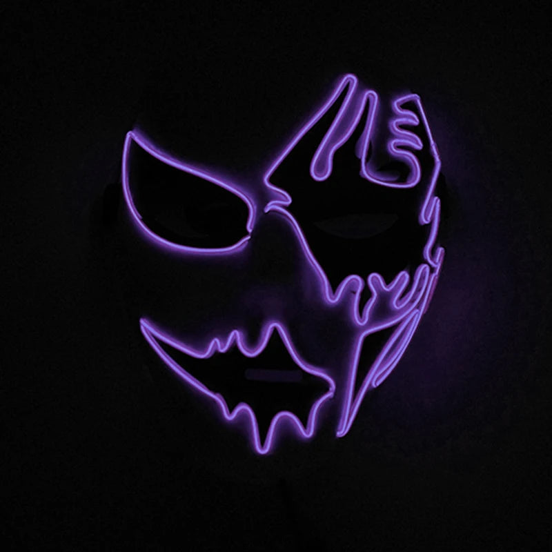 Neon Light LED Mask LED Halloween Scary Mask Cosplay Party Masque Masquerade
