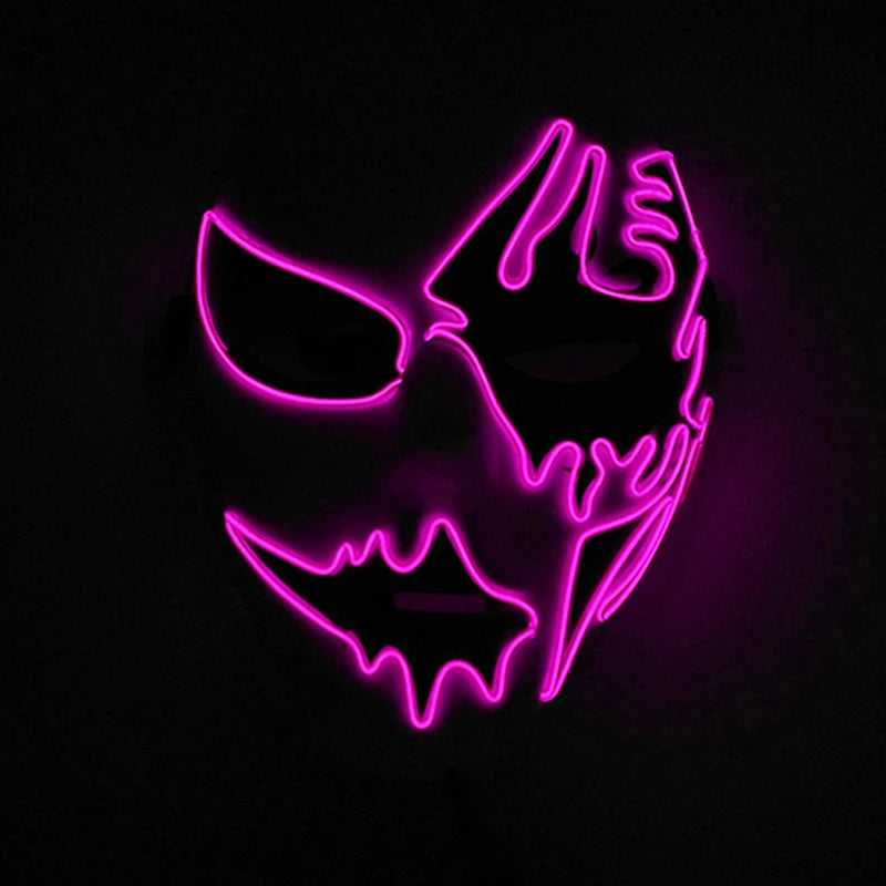 Neon Light LED Mask LED Halloween Scary Mask Cosplay Party Masque Masquerade