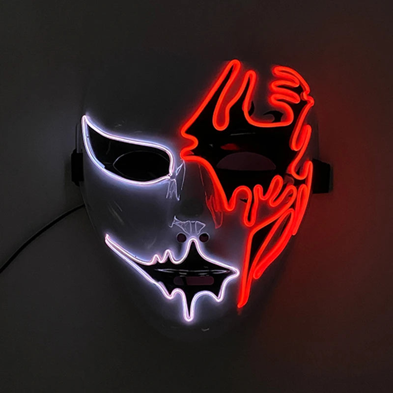 Neon Light LED Mask LED Halloween Scary Mask Cosplay Party Masque Masquerade
