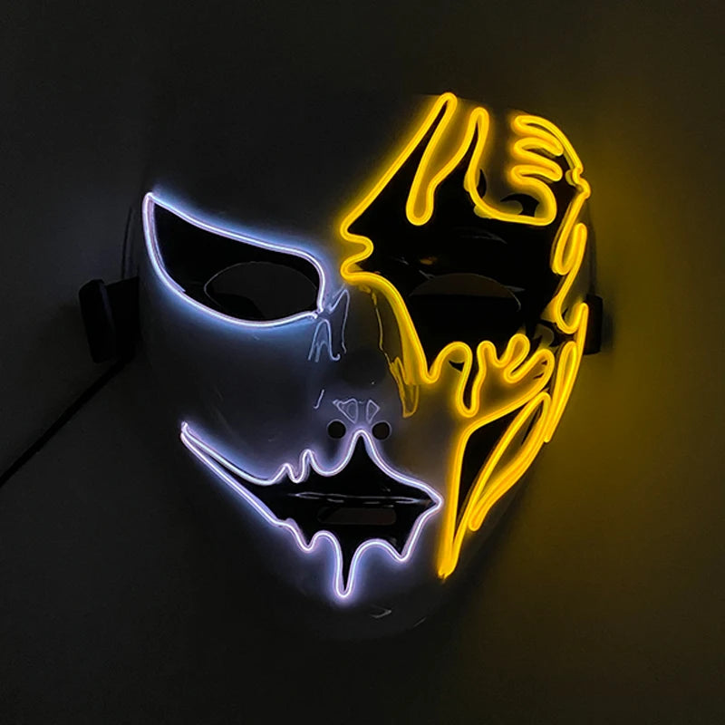 Neon Light LED Mask LED Halloween Scary Mask Cosplay Party Masque Masquerade