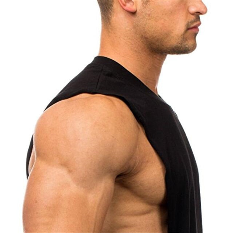 Brand Just Gym Clothing Fitness Men Sides Cut Off T-shirts Workout Sleeveless Vest