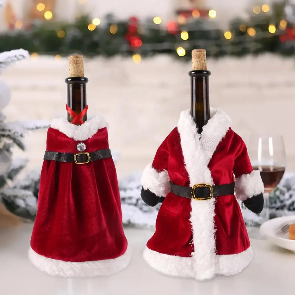 Christmas Wine Bottle Set Merry Christmas Decor Christmas Ornaments