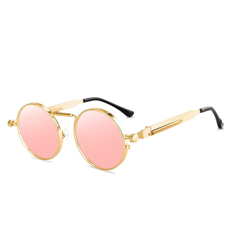 Vintage Punk Style Retro Round Metal Frame UV400 Sunglasses