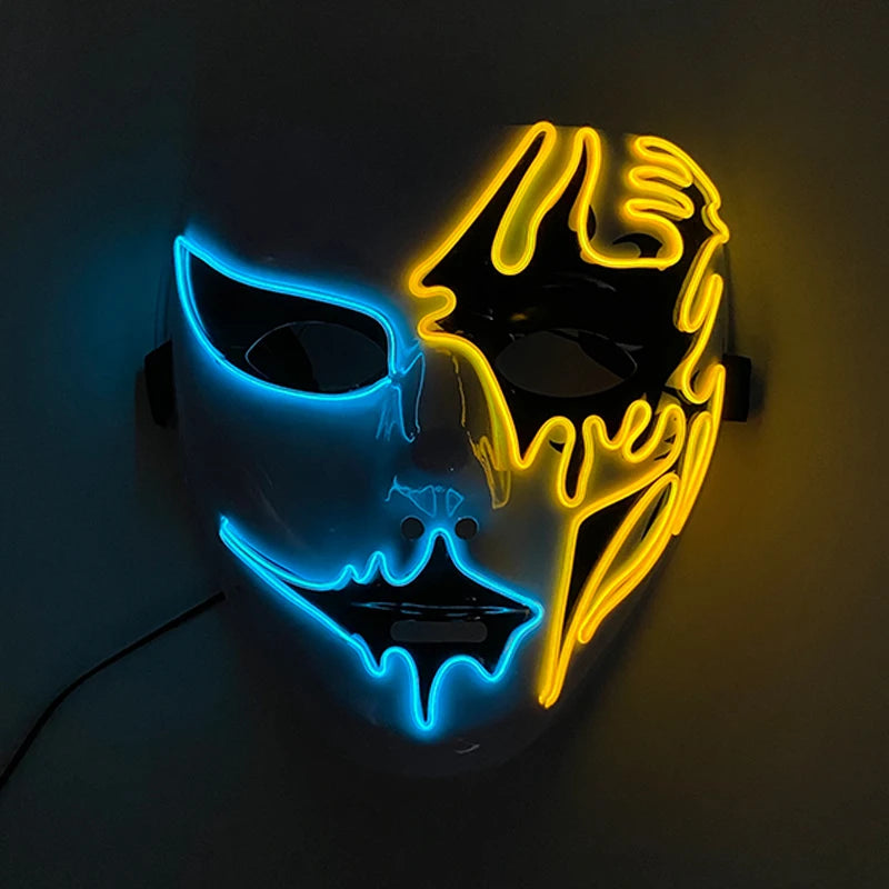 Neon Light LED Mask LED Halloween Scary Mask Cosplay Party Masque Masquerade