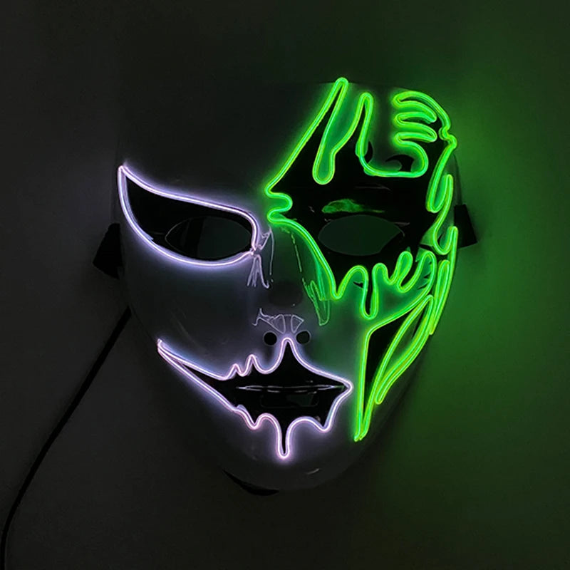 Neon Light LED Mask LED Halloween Scary Mask Cosplay Party Masque Masquerade