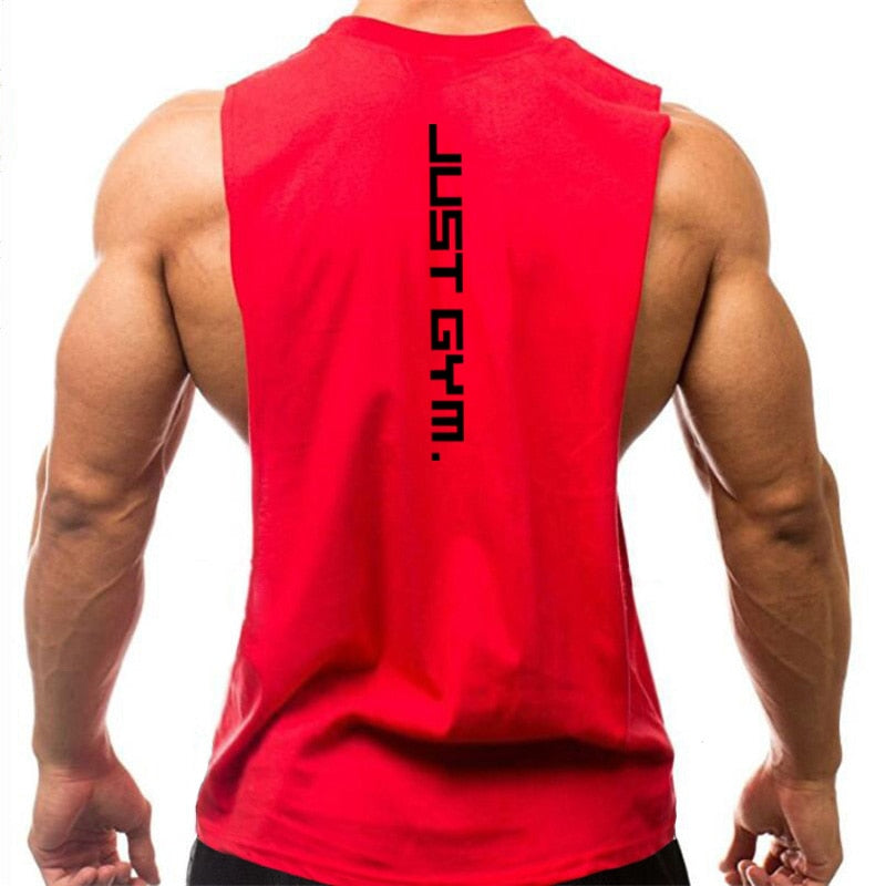 Brand Just Gym Clothing Fitness Men Sides Cut Off T-shirts Workout Sleeveless Vest