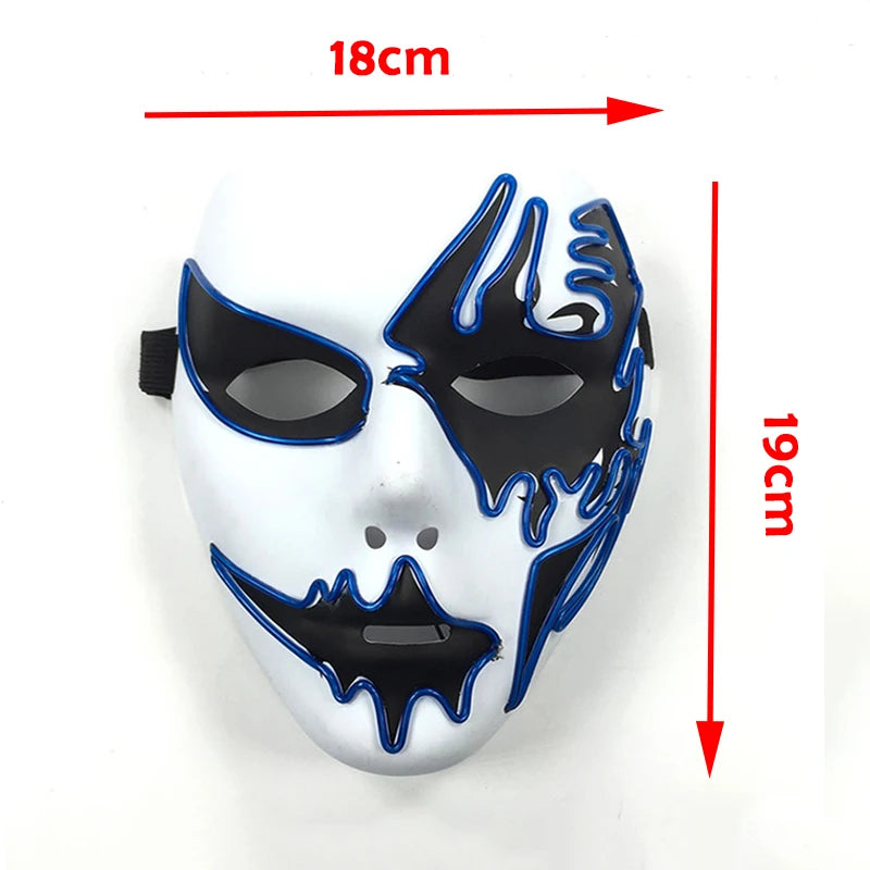 Neon Light LED Mask LED Halloween Scary Mask Cosplay Party Masque Masquerade