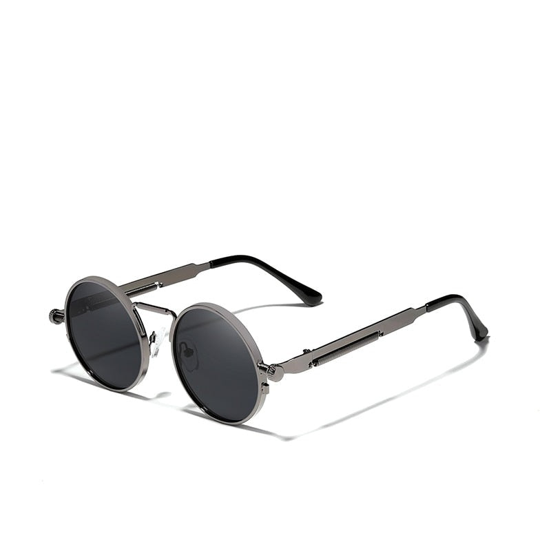 Gothic Steampunk Polarized Vintage Round Metal Frame Sunglasses
