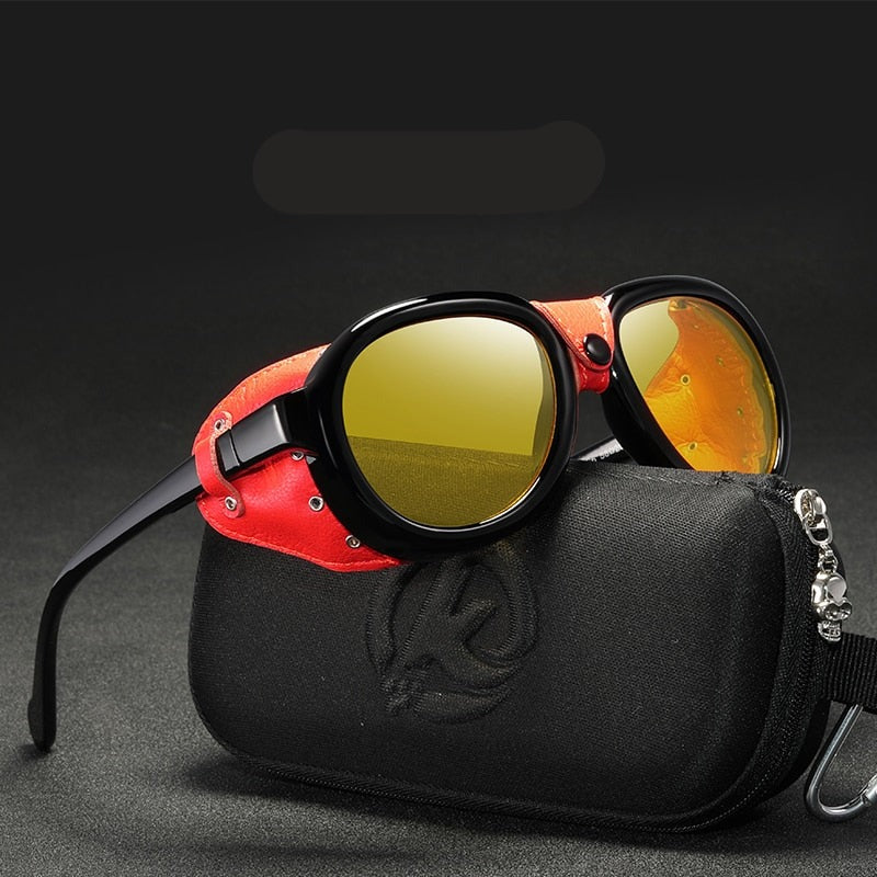 Steampunk Men and Women Soft Leather Pilot Sunglasses