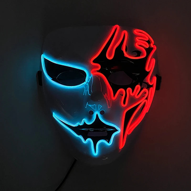 Neon Light LED Mask LED Halloween Scary Mask Cosplay Party Masque Masquerade