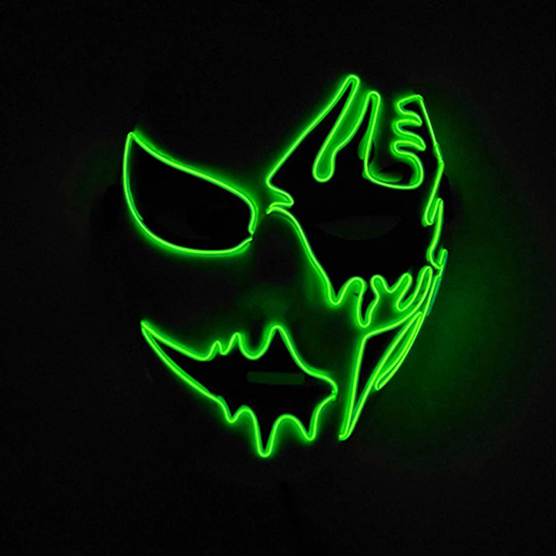 Neon Light LED Mask LED Halloween Scary Mask Cosplay Party Masque Masquerade