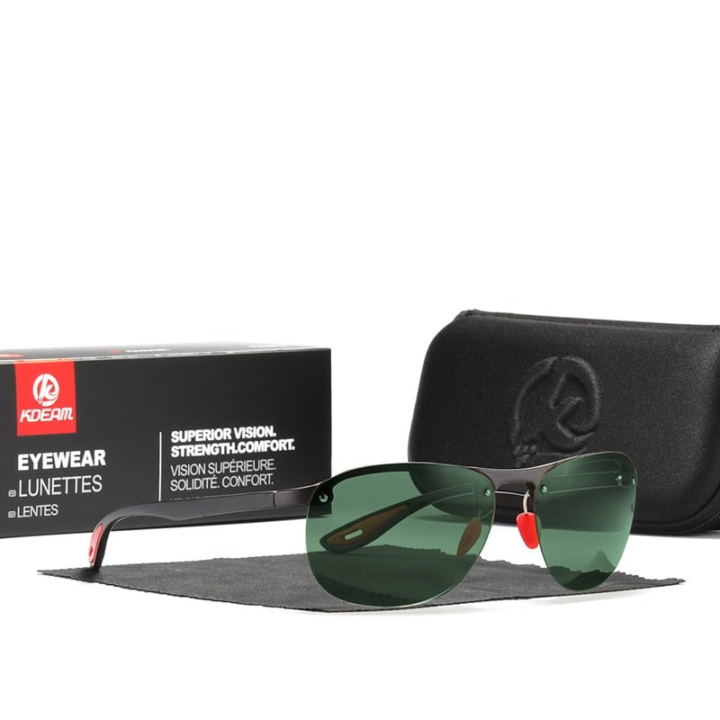 Rimless Oval Polarized TAC Polarization Lenses Men Sunglasses