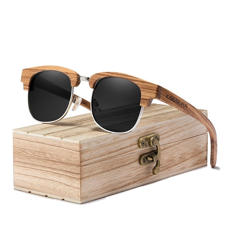 New Retro Wooden Natural Polarized Men Spring Hinge Sunglasses