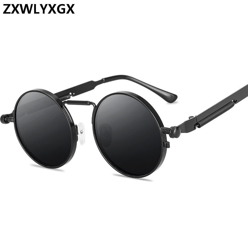 Vintage Punk Style Retro Round Metal Frame UV400 Sunglasses