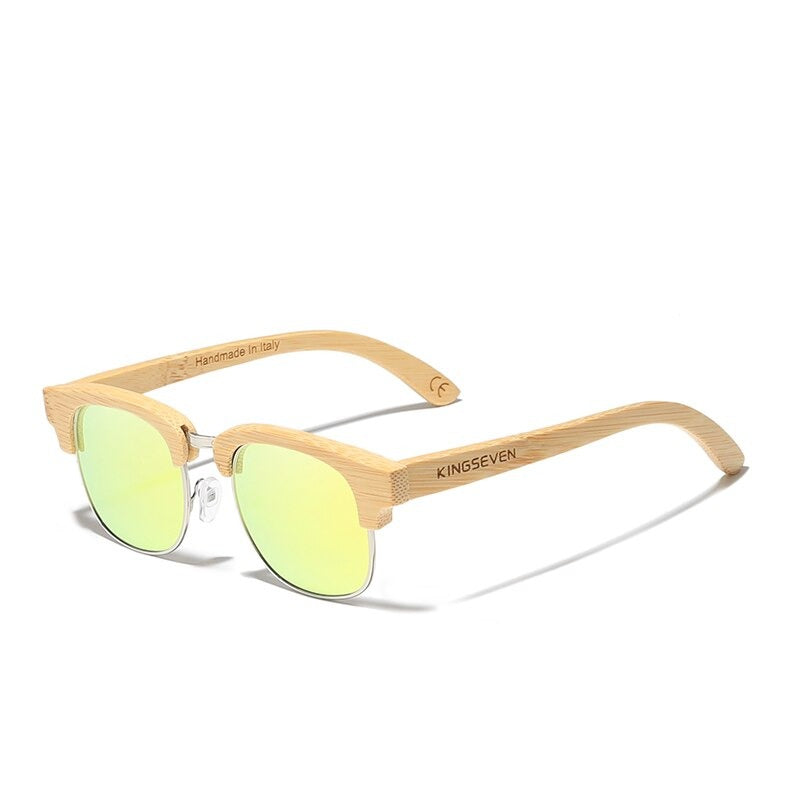 Retro Bamboo Natural Polarized Wooden Spring Hinge Sunglasses