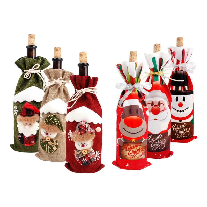 Christmas Wine Bottle Set Merry Christmas Decor Christmas Ornaments