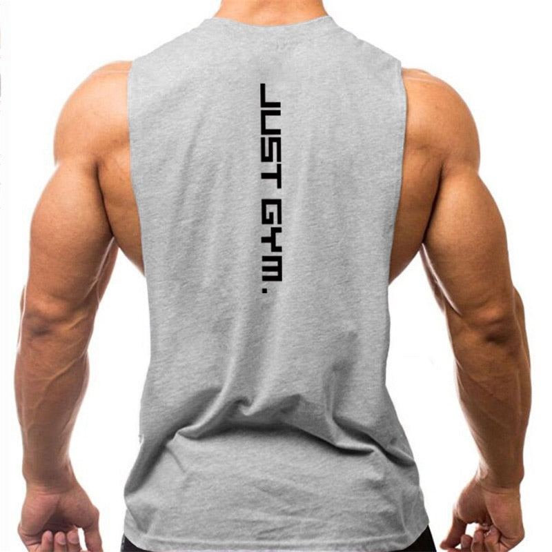 Brand Just Gym Clothing Fitness Men Sides Cut Off T-shirts Workout Sleeveless Vest
