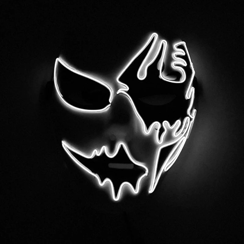 Neon Light LED Mask LED Halloween Scary Mask Cosplay Party Masque Masquerade