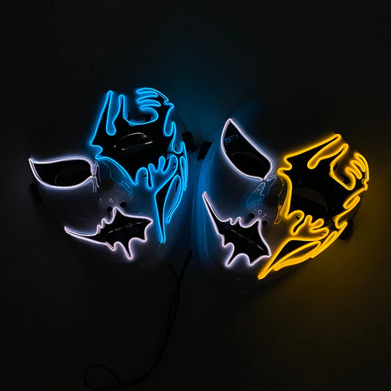 Neon Light LED Mask LED Halloween Scary Mask Cosplay Party Masque Masquerade
