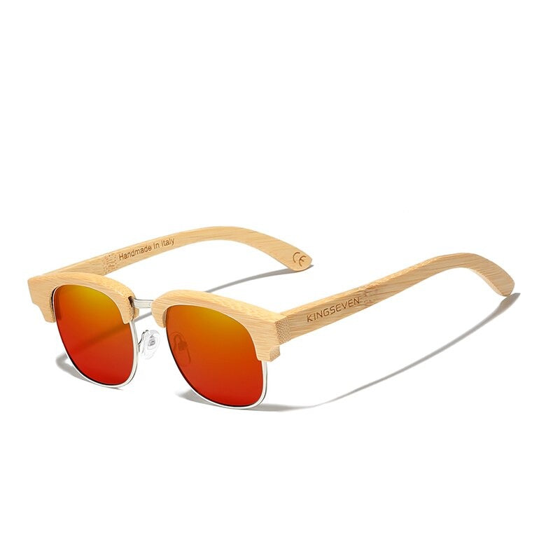 Retro Bamboo Natural Polarized Wooden Spring Hinge Sunglasses