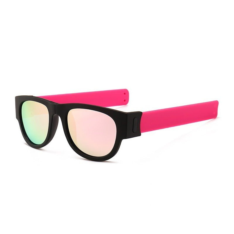 Mirror Men Polarized Folding Sunglasses Slap Sport Foldable Wristband Shades