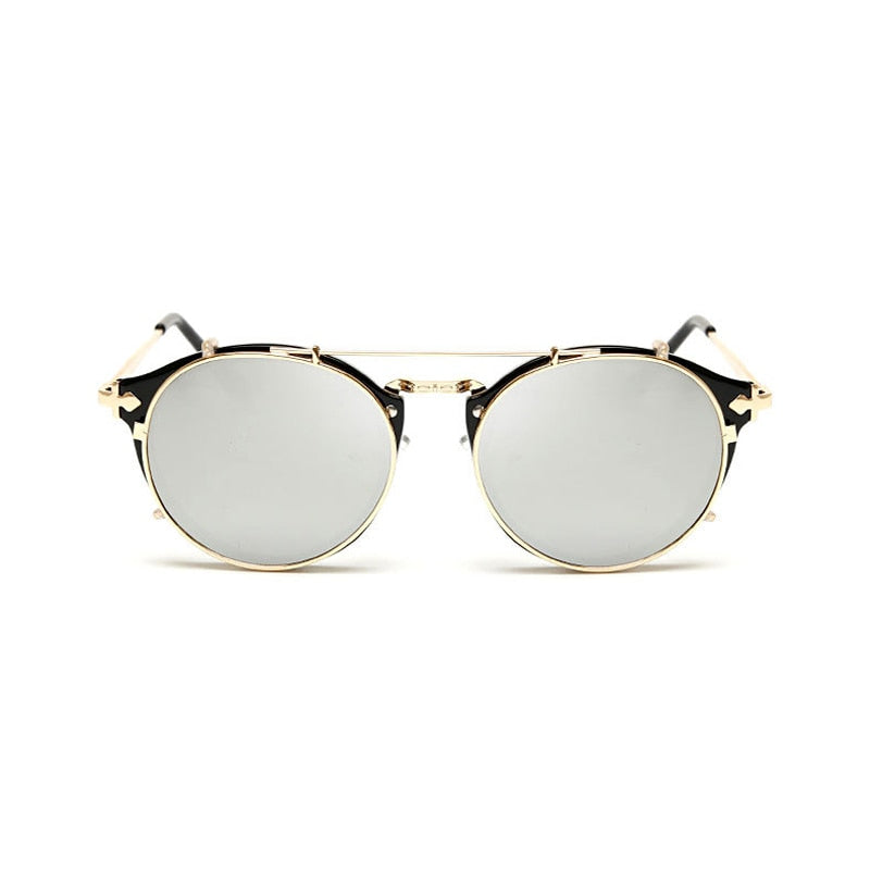 Happy Clip On Removable Round Glasses Steampunk Sunglasses