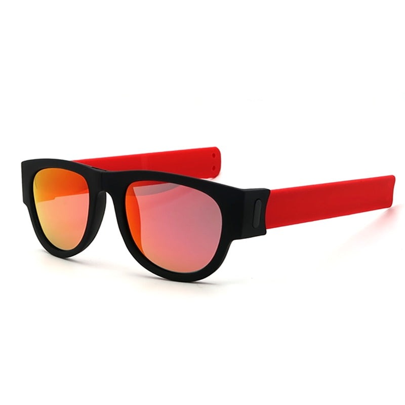 Mirror Men Polarized Folding Sunglasses Slap Sport Foldable Wristband Shades