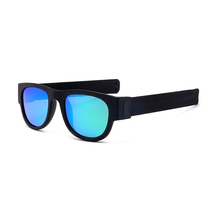 Mirror Men Polarized Folding Sunglasses Slap Sport Foldable Wristband Shades