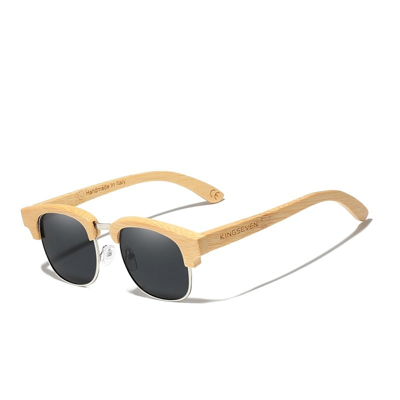 Retro Bamboo Natural Polarized Wooden Spring Hinge Sunglasses