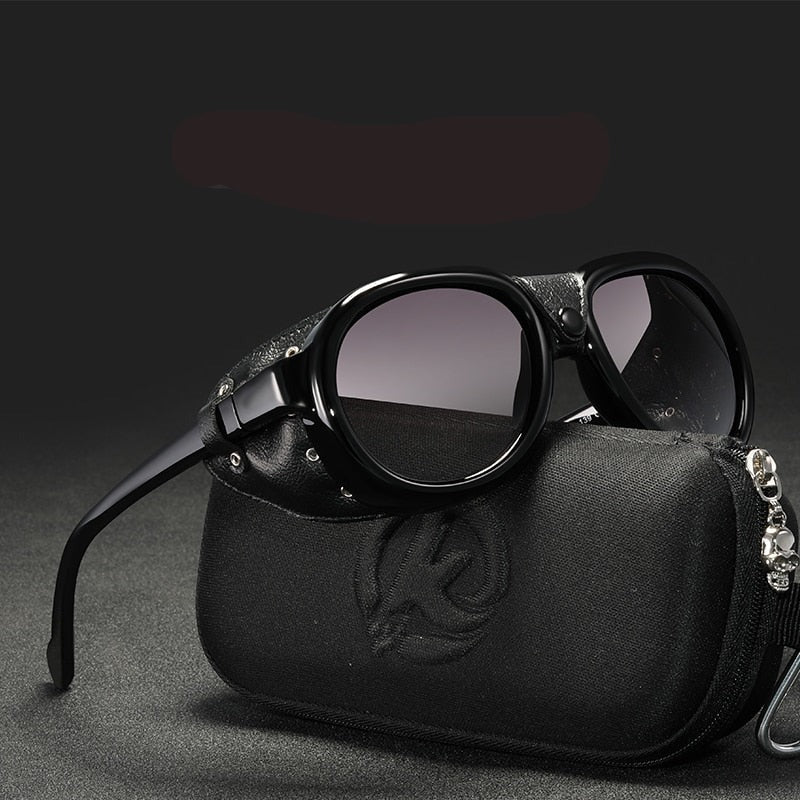 Steampunk Men and Women Soft Leather Pilot Sunglasses