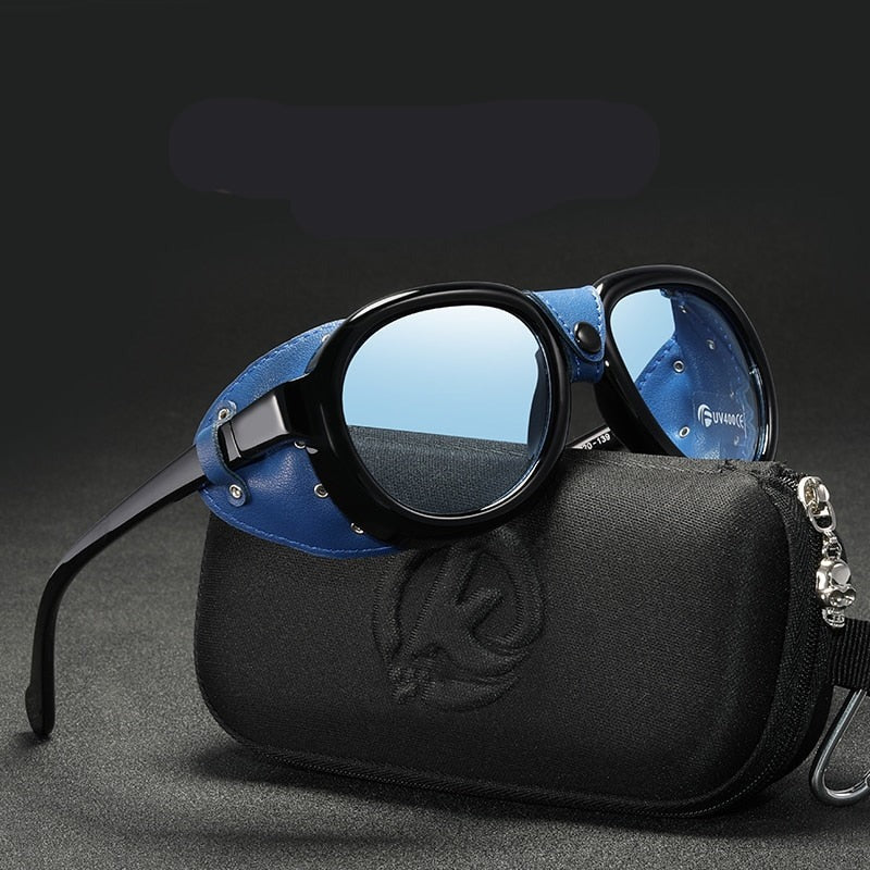 Steampunk Men and Women Soft Leather Pilot Sunglasses