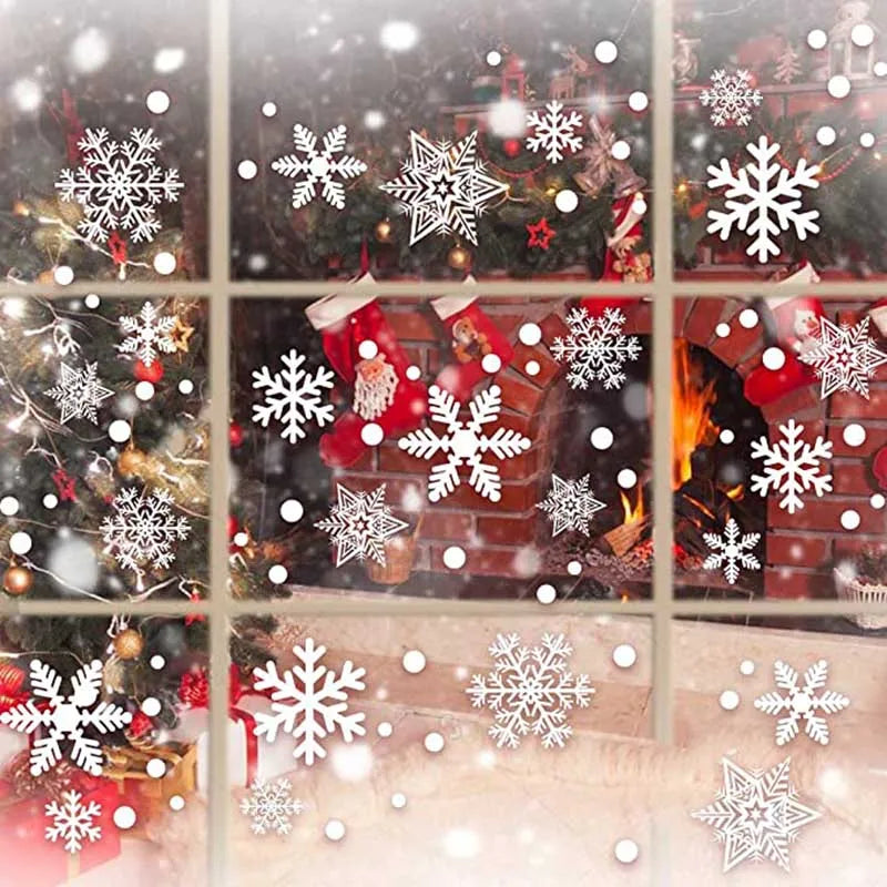 27pcs White Snowflake Window Decals Stickers Christmas Winter Room Decorations