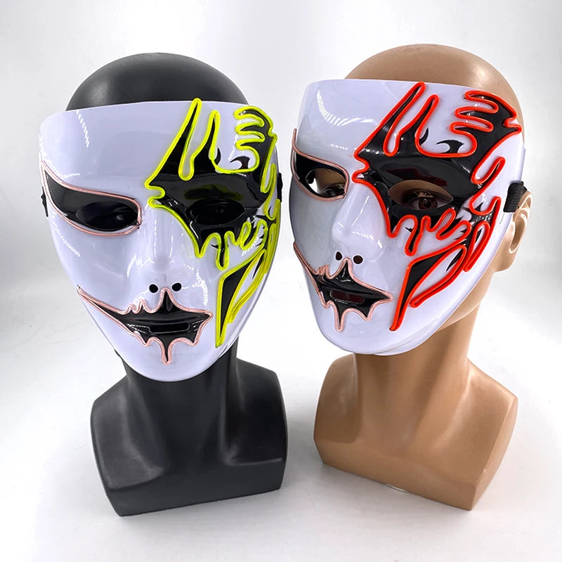 Neon Light LED Mask LED Halloween Scary Mask Cosplay Party Masque Masquerade