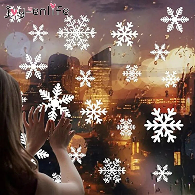 27pcs White Snowflake Window Decals Stickers Christmas Winter Room Decorations