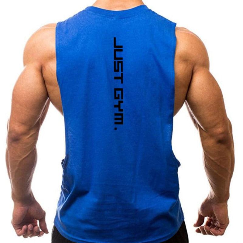 Brand Just Gym Clothing Fitness Men Sides Cut Off T-shirts Workout Sleeveless Vest