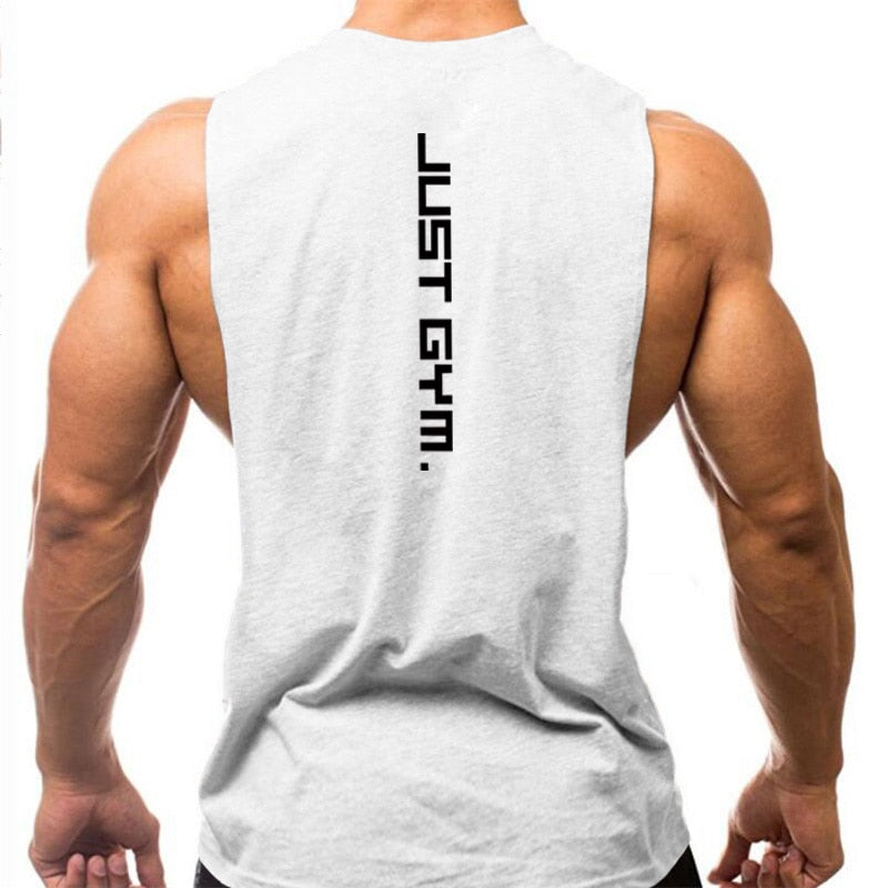 Brand Just Gym Clothing Fitness Men Sides Cut Off T-shirts Workout Sleeveless Vest
