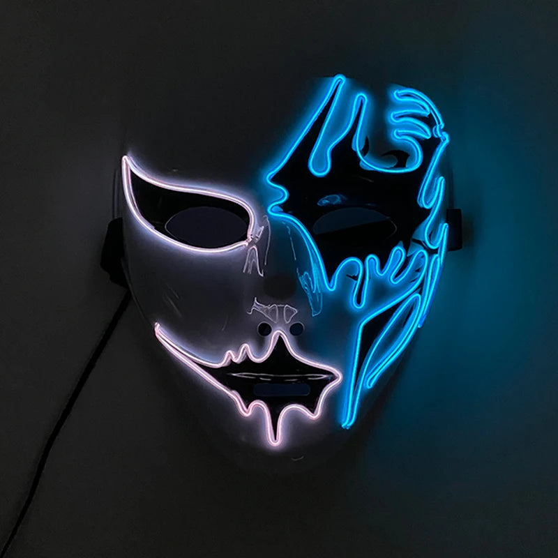 Neon Light LED Mask LED Halloween Scary Mask Cosplay Party Masque Masquerade