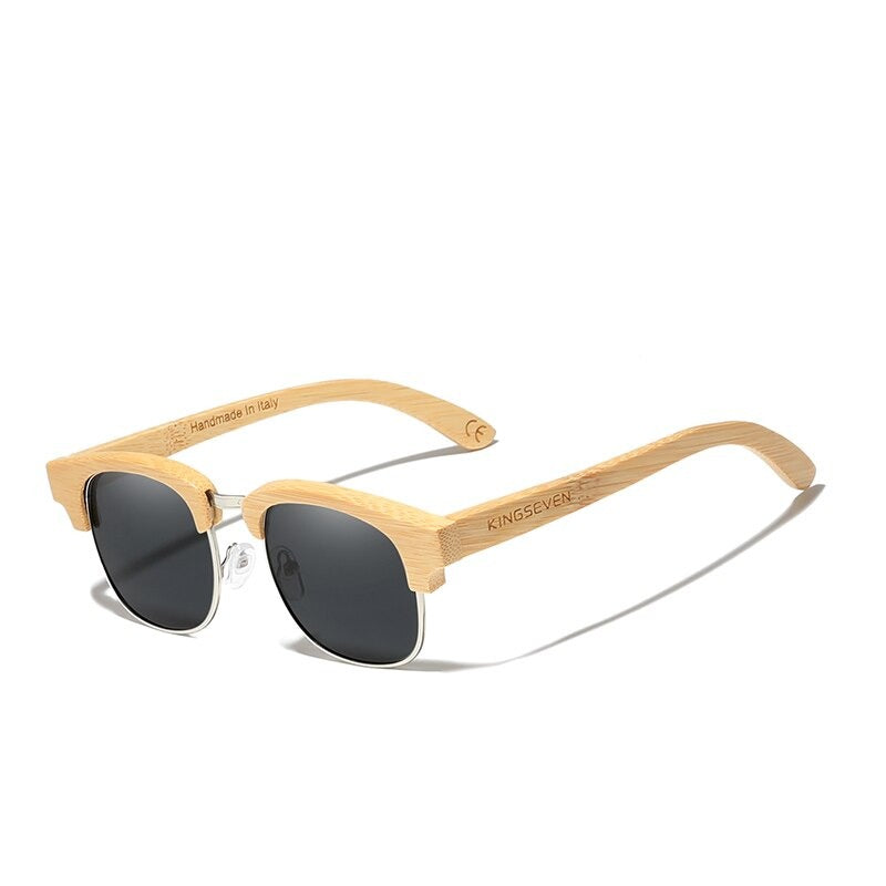 Retro Bamboo Natural Polarized Wooden Spring Hinge Sunglasses