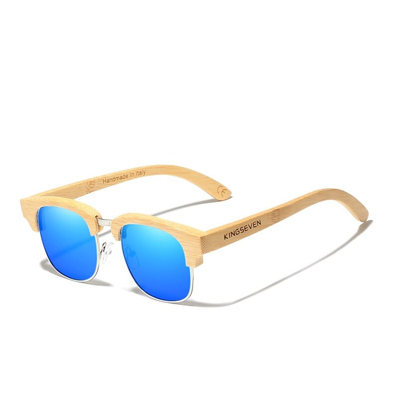 Retro Bamboo Natural Polarized Wooden Spring Hinge Sunglasses