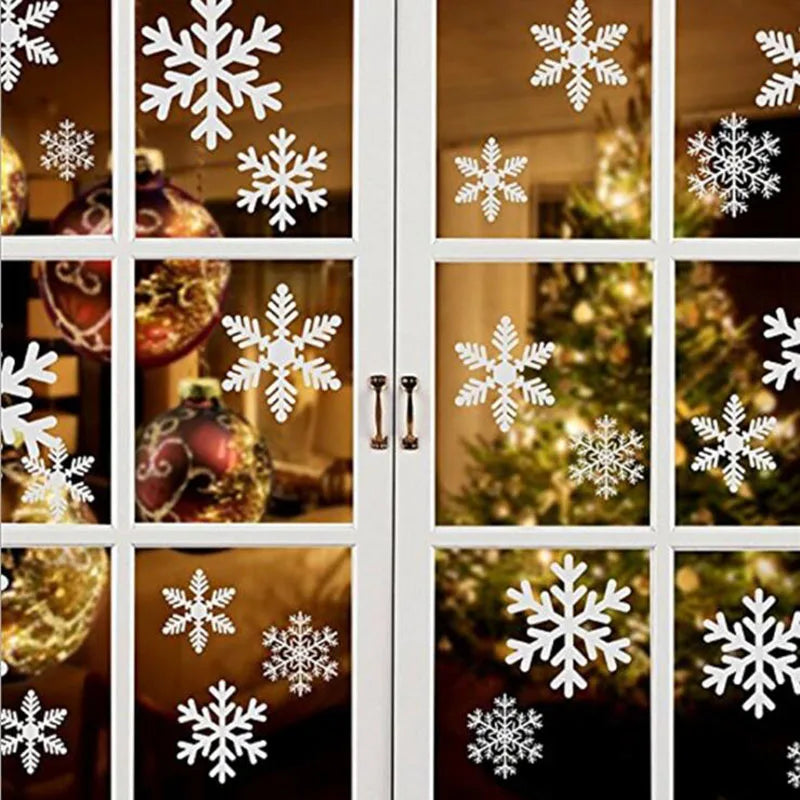 27pcs White Snowflake Window Decals Stickers Christmas Winter Room Decorations