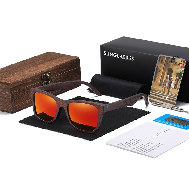Natural Bamboo Wooden Sunglasses Handmade Polarized Glasses