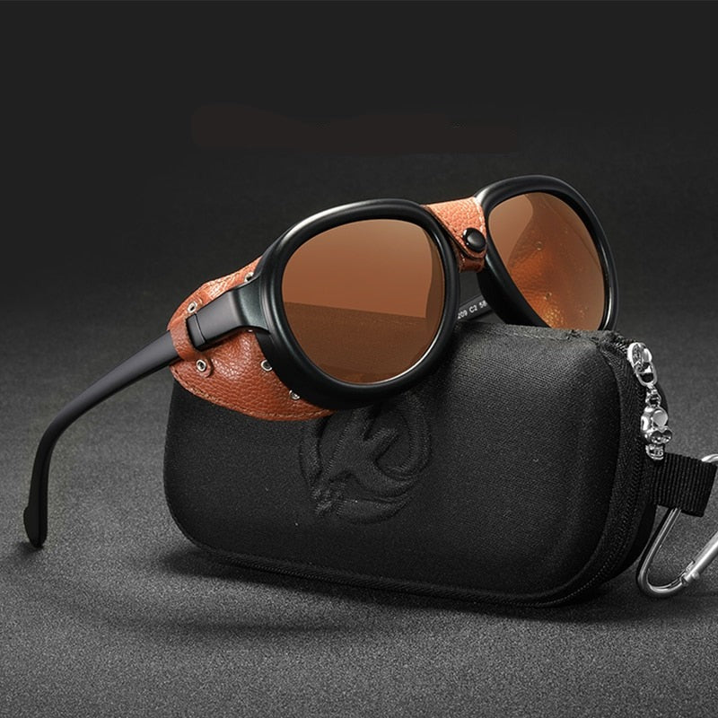 Steampunk Men and Women Soft Leather Pilot Sunglasses
