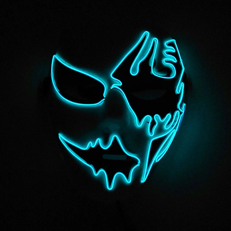 Neon Light LED Mask LED Halloween Scary Mask Cosplay Party Masque Masquerade