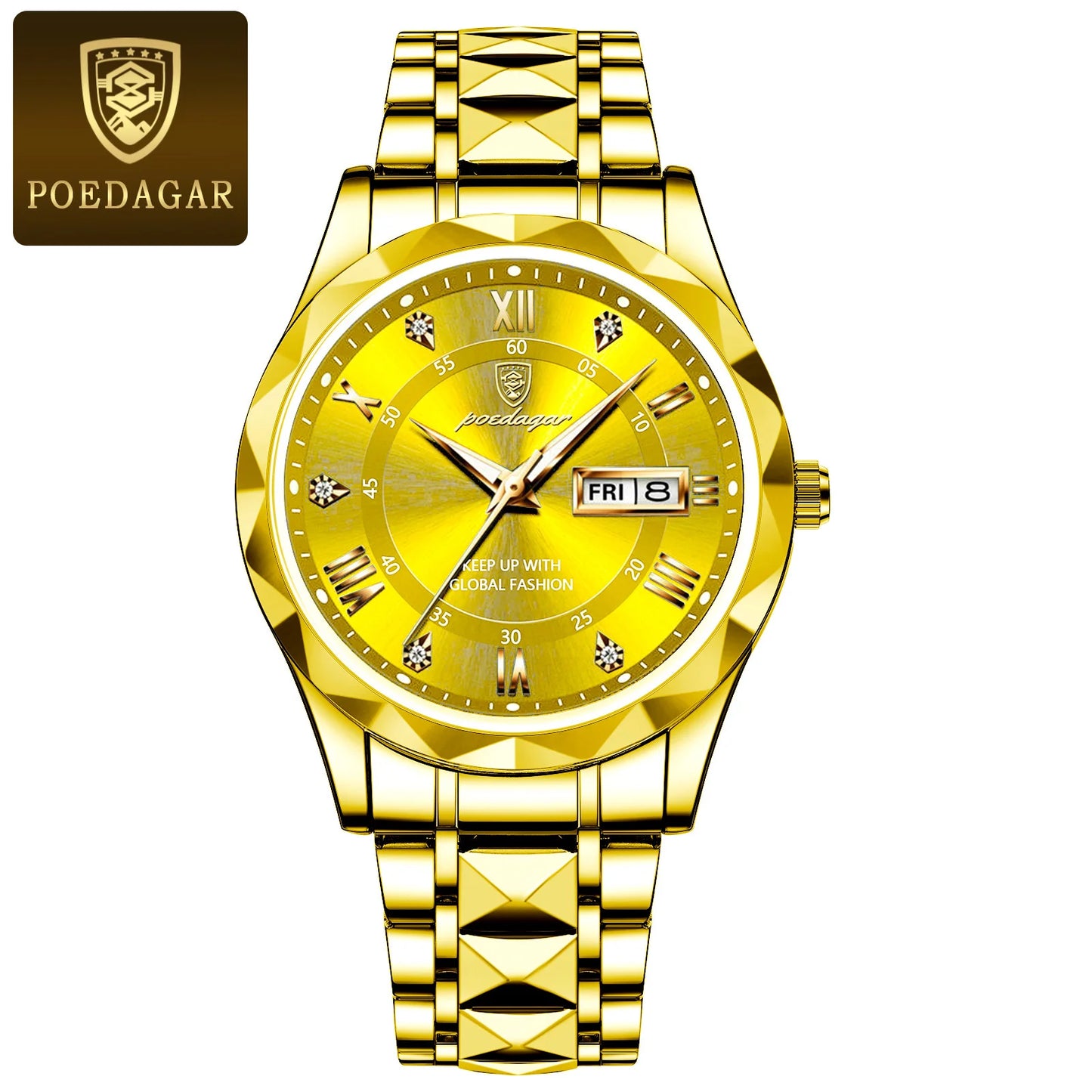 POEDAGAR Business Luxury Waterproof Stainless Steel Luminous Man Wrist watch