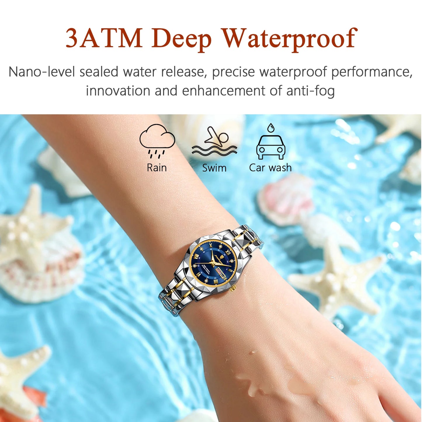 POEDAGAR Luxury Ladies Watch Luminous Waterproof Woman Wristwatch