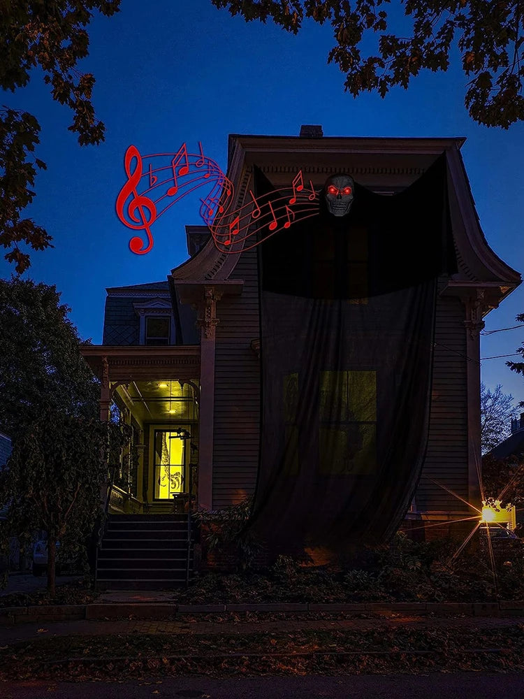 Haunted House Decoration With LED Sound Halloween Hanging Skull Ghost
