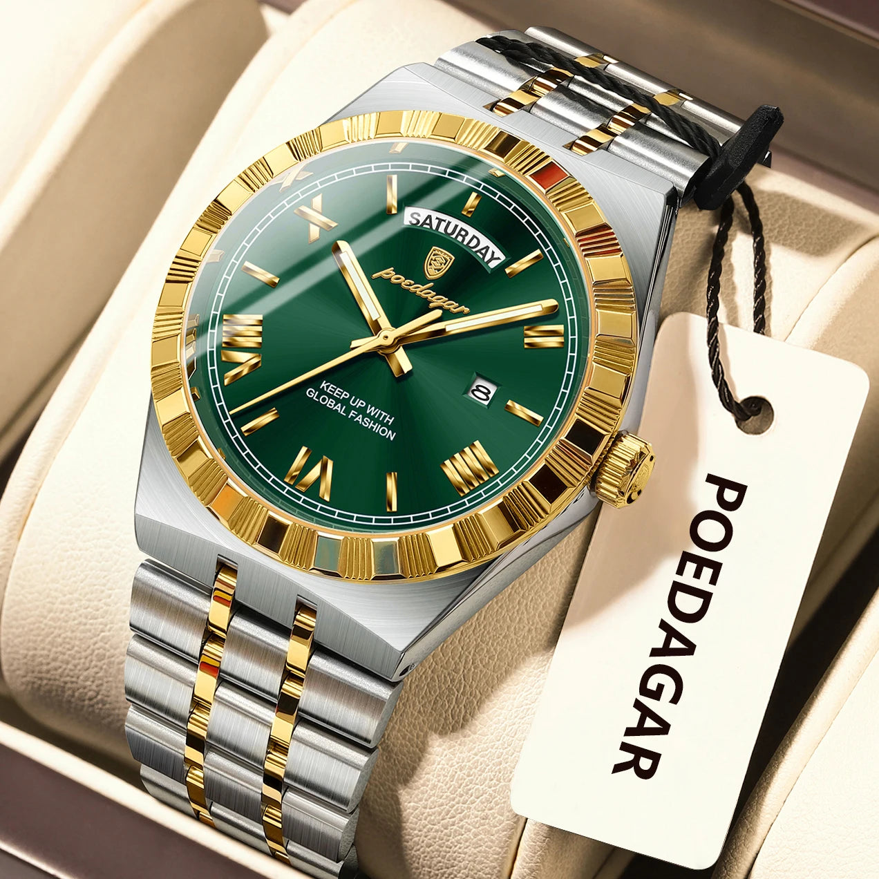 Luxury Fashion Men's Wristwatch Week Date Waterproof Luminous Man Watch